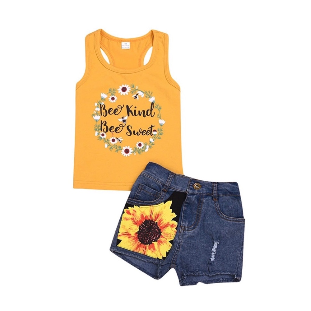 Bee Kind Bee Sweet 2 pc Girls Shorts Set